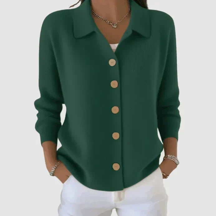 Vienna – Women's Polo Collar Ribbed Cardigan