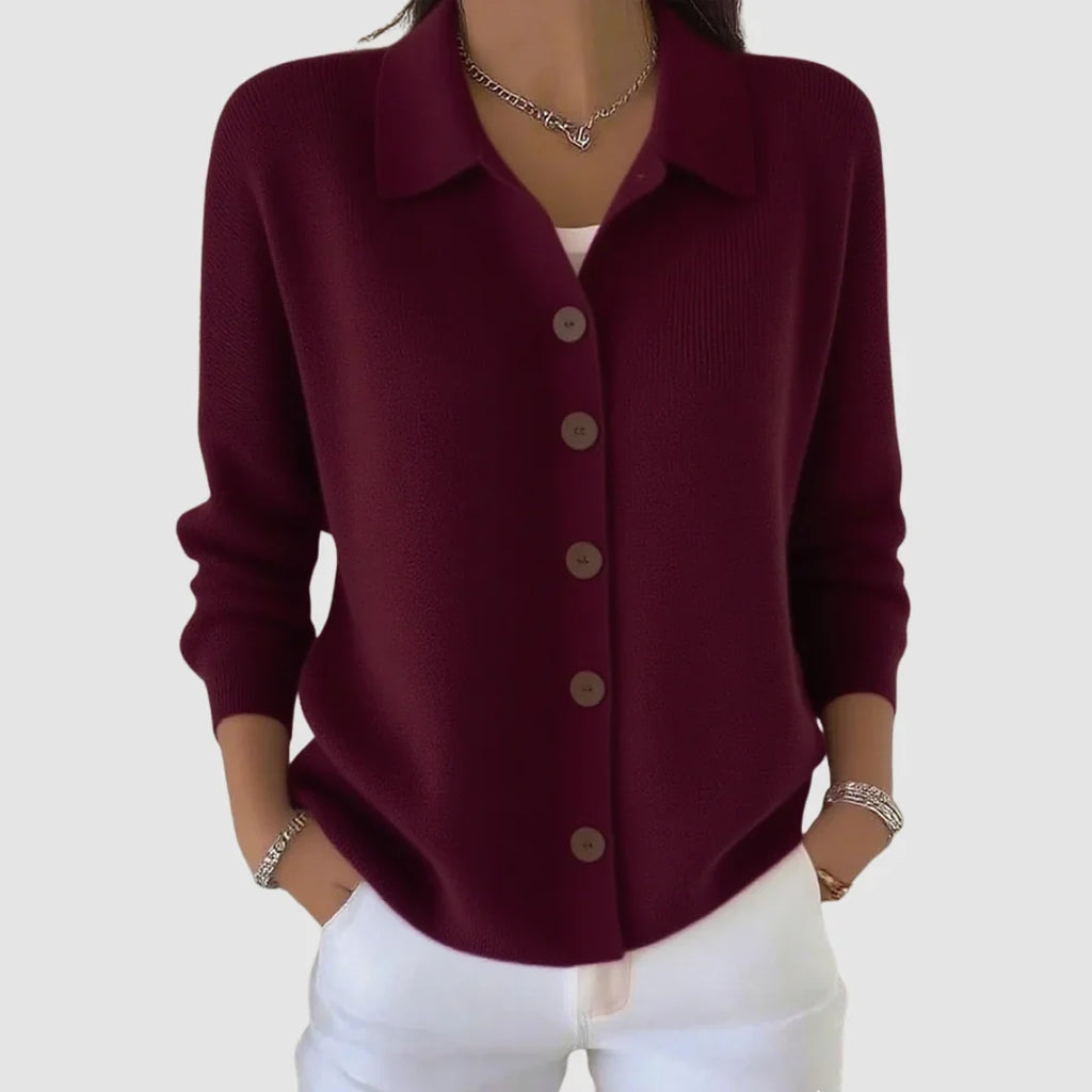Vienna – Women's Polo Collar Ribbed Cardigan