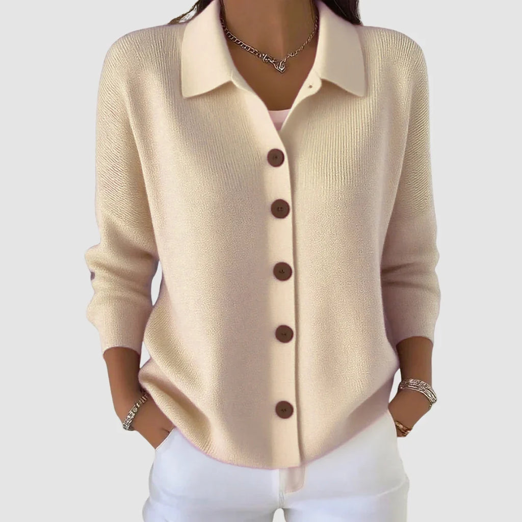 Vienna – Women's Polo Collar Ribbed Cardigan