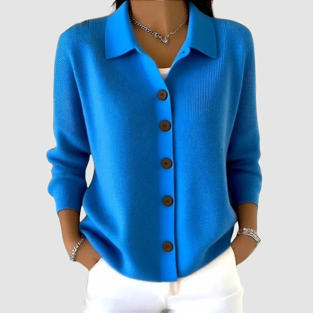 Vienna – Women's Polo Collar Ribbed Cardigan