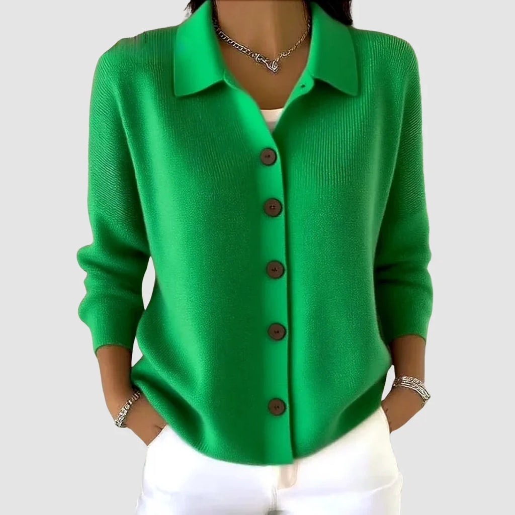 Vienna – Women's Polo Collar Ribbed Cardigan