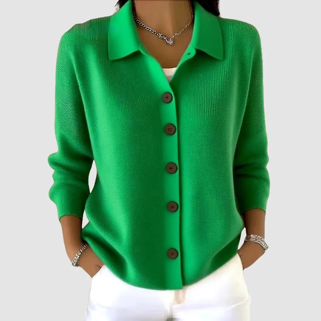 Vienna – Women's Polo Collar Ribbed Cardigan