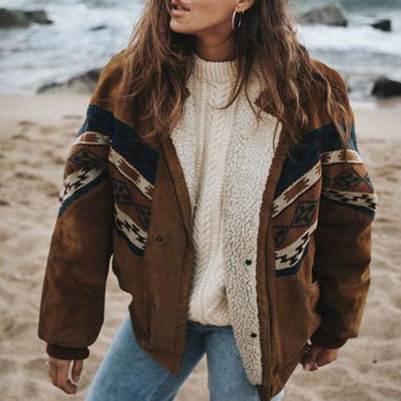 Anisa – Printed Sherpa-Lined Coat for Women
