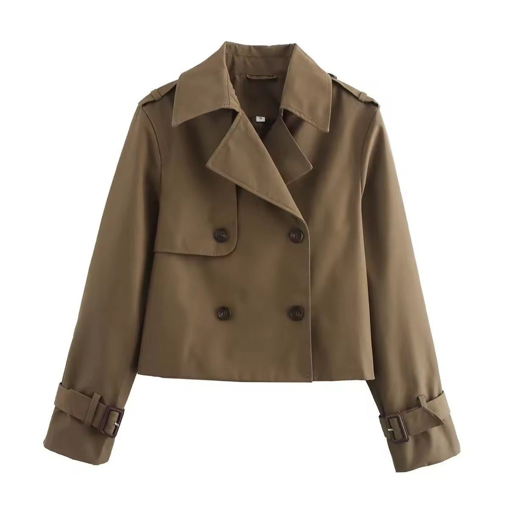 Kendall – Double-Breasted Trench Jacket with Buckle Cuff Sleeves for Women
