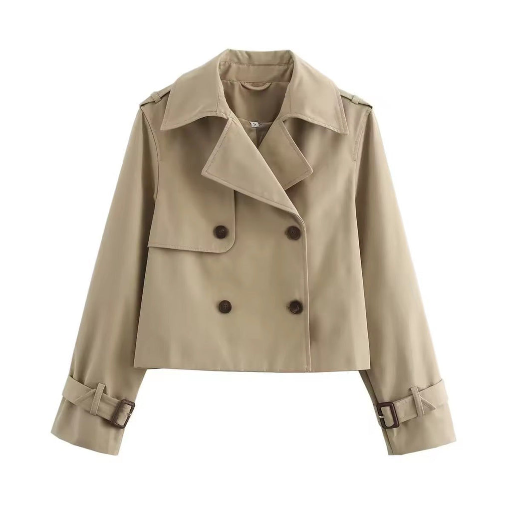 Kendall – Double-Breasted Trench Jacket with Buckle Cuff Sleeves for Women