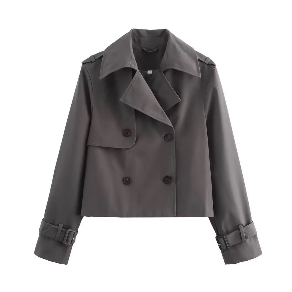 Kendall – Double-Breasted Trench Jacket with Buckle Cuff Sleeves for Women
