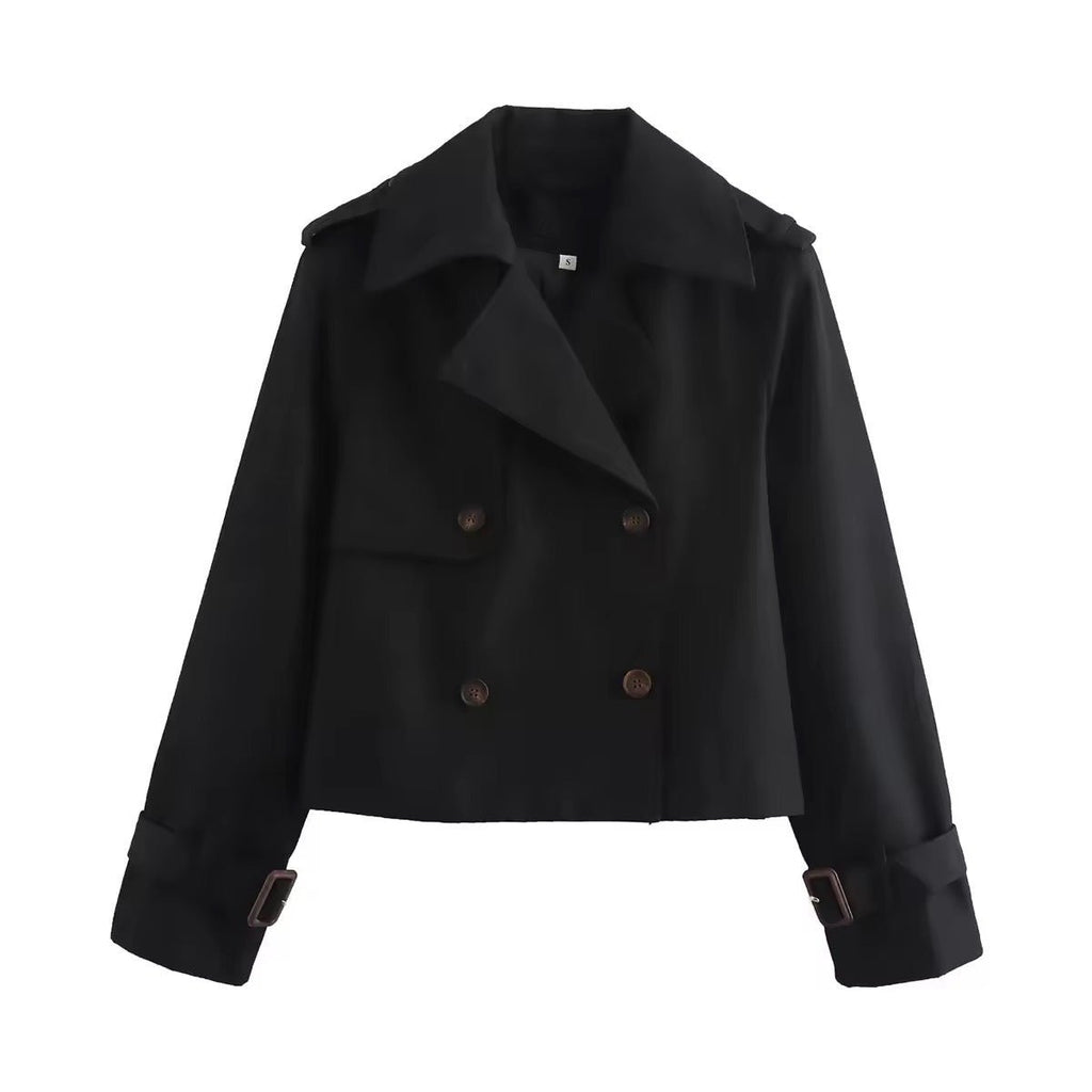 Kendall – Double-Breasted Trench Jacket with Buckle Cuff Sleeves for Women