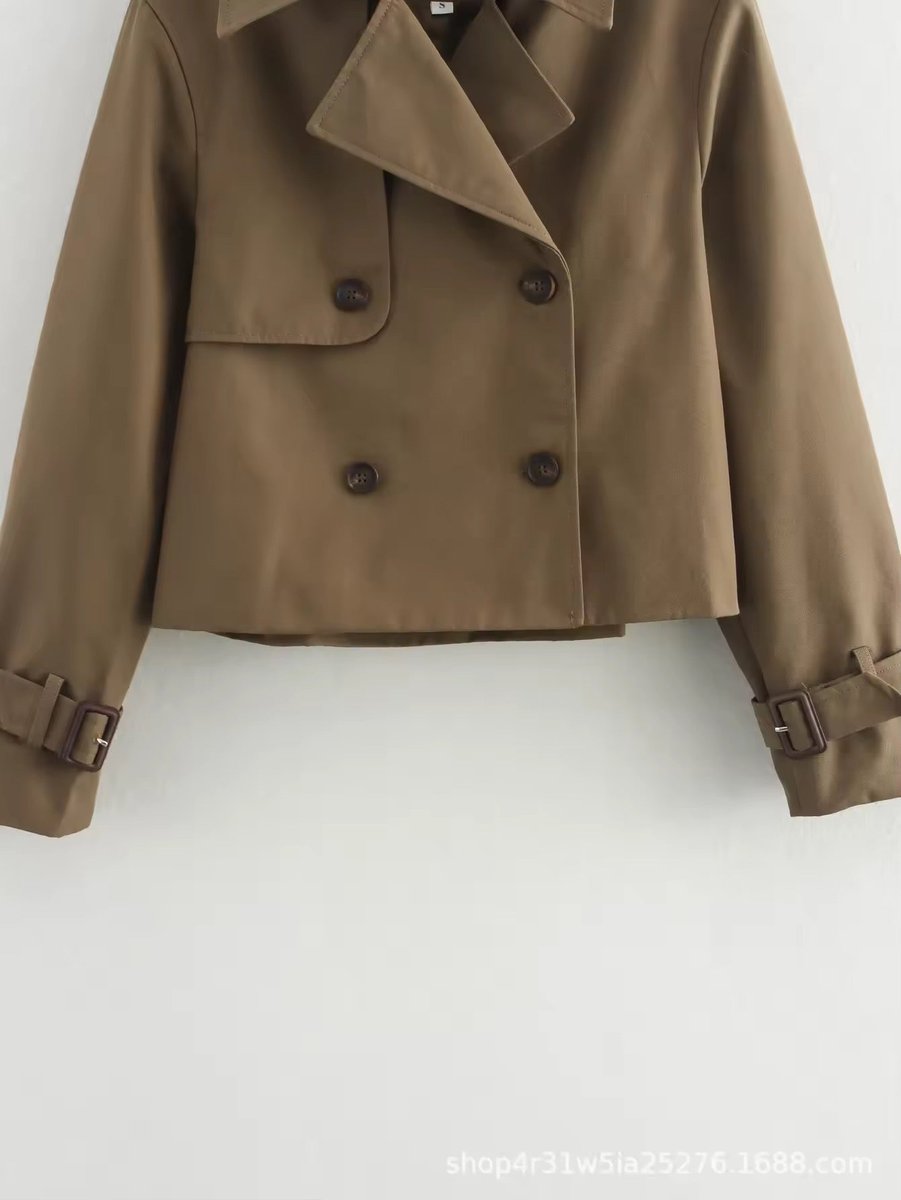 Kendall – Double-Breasted Trench Jacket with Buckle Cuff Sleeves for Women