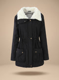 Summer – Snap-Front Hooded Parka with Fur-Look Collar for Women