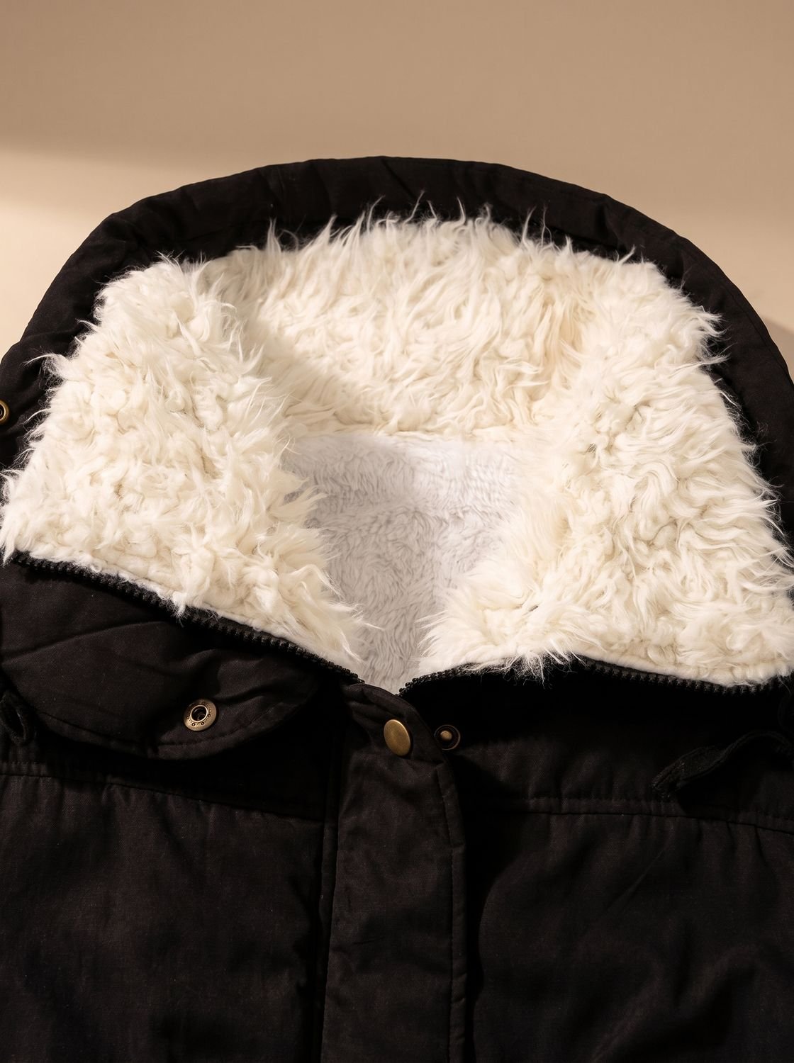 Summer – Snap-Front Hooded Parka with Fur-Look Collar for Women
