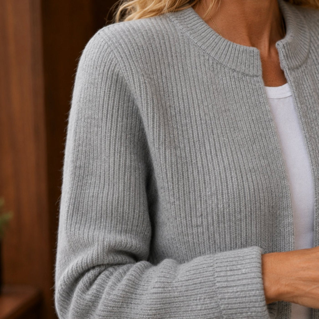 Solange – Oversized Ribbed Cardigan with Patch Pockets for Women