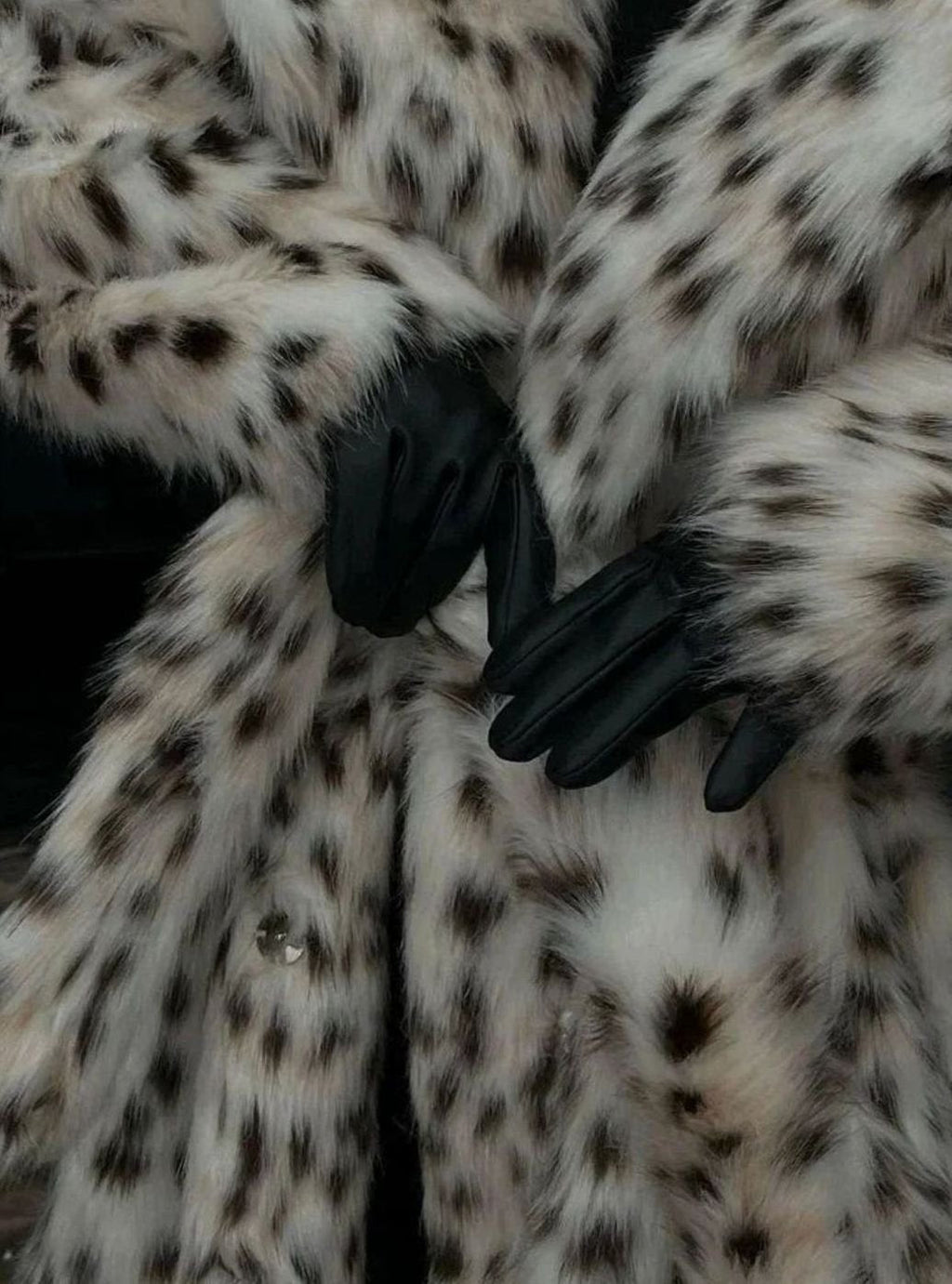 Women's Long Leopard Print Faux Fur Womens Winter Coat