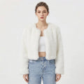 Wren – Round-Neck Cropped Fur-Look Coat for Women